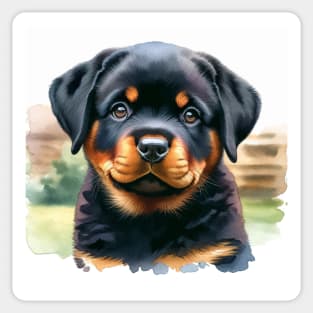 Watercolor Rottweiler Puppies - Cute Puppy Sticker